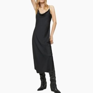 NWOT All Saints Hadley Black Satin Slipdress Original Price $199 Sz: 10